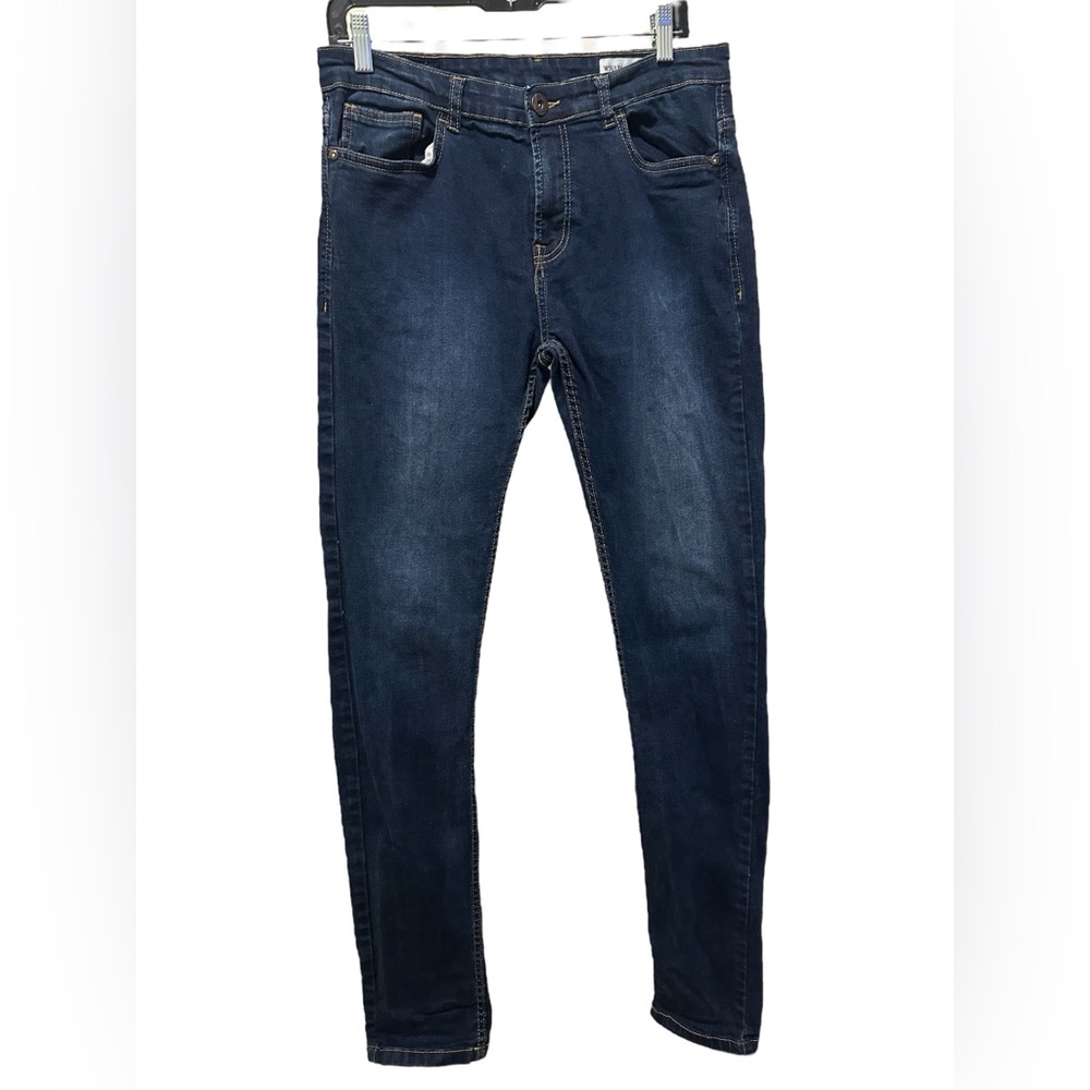 Denim & Co Jeans Mens 31 x 34 Skinny Dark Blue Wash Stretch Solid